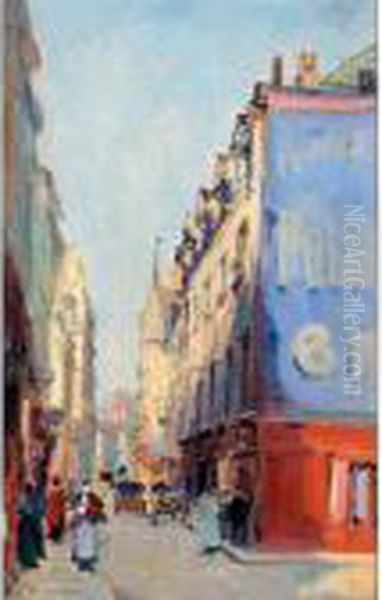 Rue Mouffetard Oil Painting by Gustave Madelain