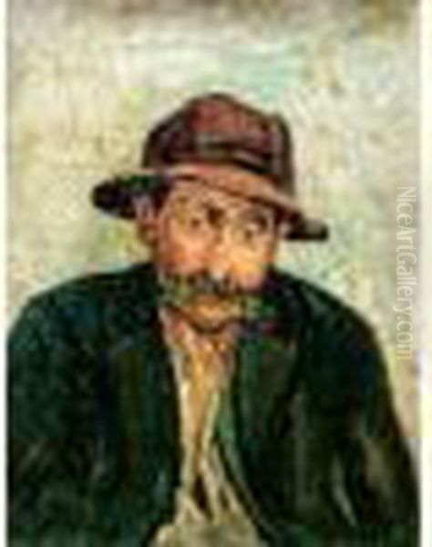 Portrait D'homme Au Chapeau Mou Oil Painting by Gustave Madelain