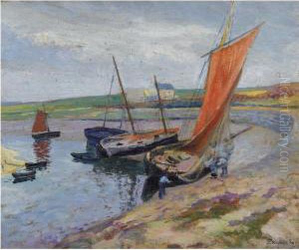 Bateaux Au Bord De La Mer Oil Painting by Paul Madeline