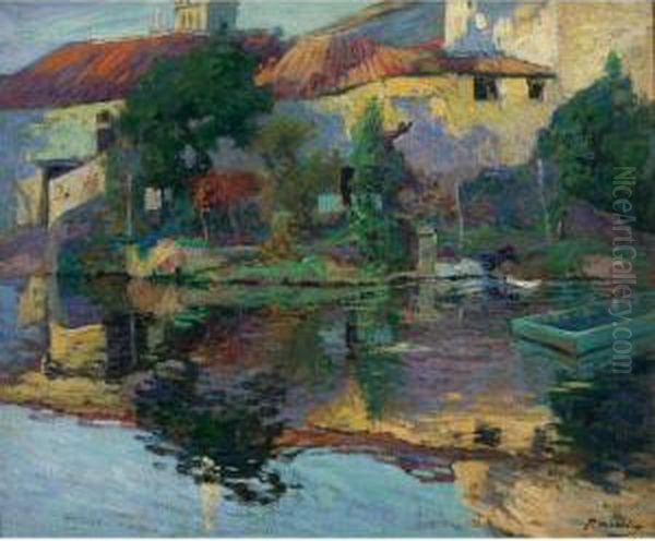 Maison Saintongeaise Au Bord De L'eau Oil Painting by Paul Madeline