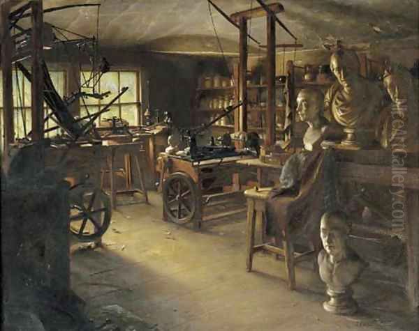 James Watt's Workshop Oil Painting by Jonathan Pratt