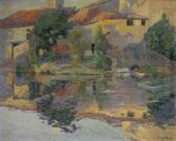 Maisons Au Bord De L'eau A Saintonges Oil Painting by Paul Madeline