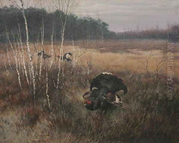 Black Grouse Oil Painting by Kazimierz Pulaski