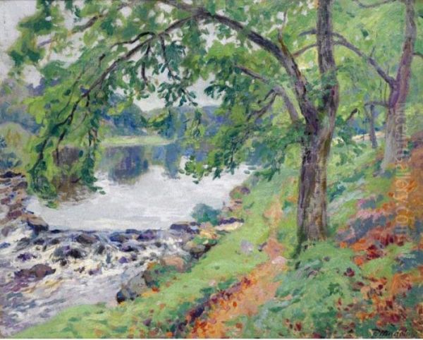 Vue De Genetin En Bord De Riviere Oil Painting by Paul Madeline