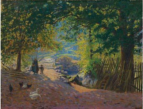 Mere Et Son Fils Sur Un Chemin De Foret Oil Painting by Paul Madeline