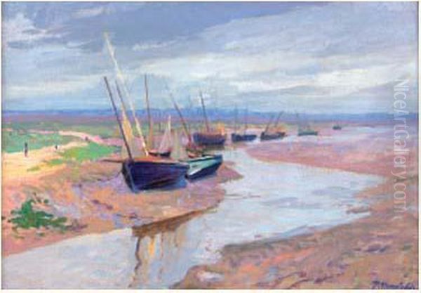 Barques De Peche A Maree Basse Oil Painting by Paul Madeline