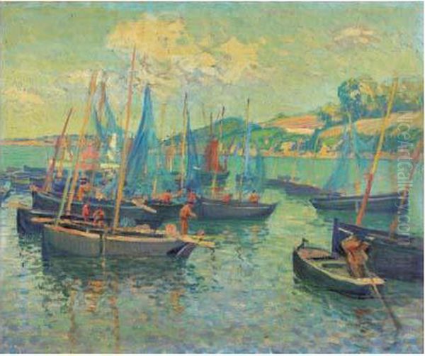 Sechage Des Filets, Douarnenez 1907 Oil Painting by Paul Madeline