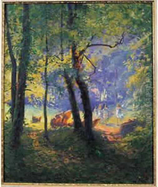 Paysage Aux Quatre Nymphes Oil Painting by Paul Madeline