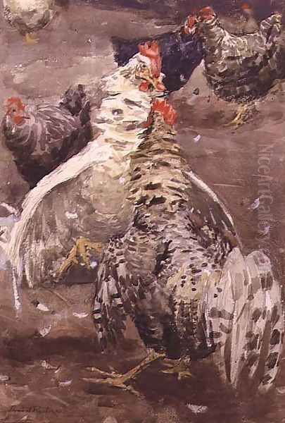 Roosters, 1910 Oil Painting by Ernest Procter