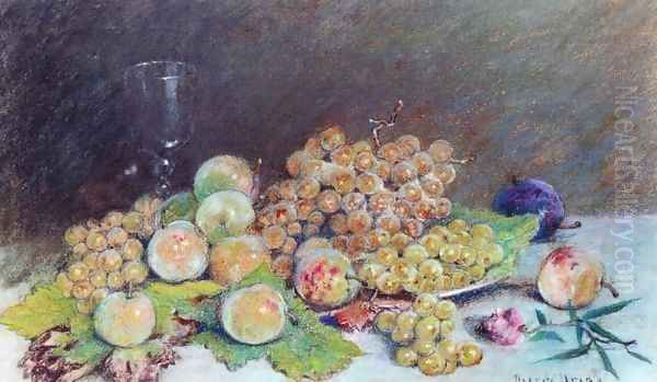 White Grapes and Plums Oil Painting by Pierre Ernest Prins