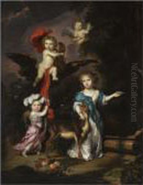 Pastoral Family Portrait Oil Painting by Nicolaes Maes