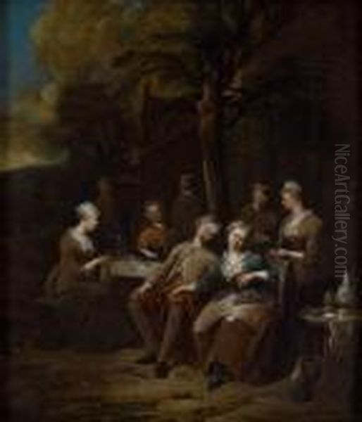 Scena Di Convivio Con Figure Oil Painting by Nicolaes Maes