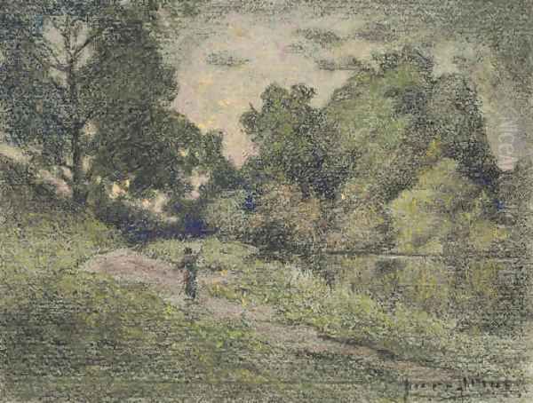 Le petit lac du bois de Boulogne Oil Painting by Pierre Ernest Prins