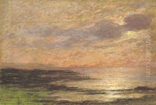 Soleil couchant sur la mer à Puys Oil Painting by Pierre Ernest Prins