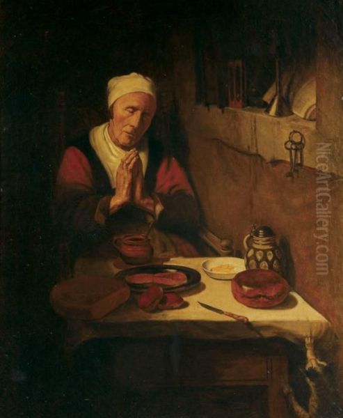 An Old Woman Praying Oil Painting by Nicolaes Maes