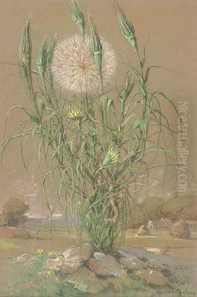 Study of a dandelion Oil Painting by Pierre Ernest Prins