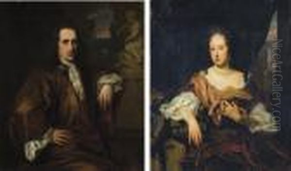 Portraits D'un Homme Et D'une Femme Sur Une Terrasse Oil Painting by Nicolaes Maes