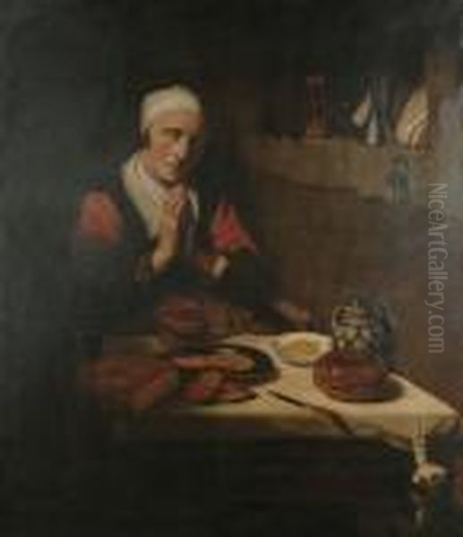 An Old Lady At Prayer. Oil Painting by Nicolaes Maes