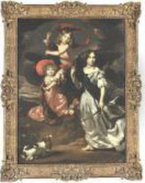 Portrait Of Three Children As Ceres, Ganymede, And Diana Oil Painting by Nicolaes Maes