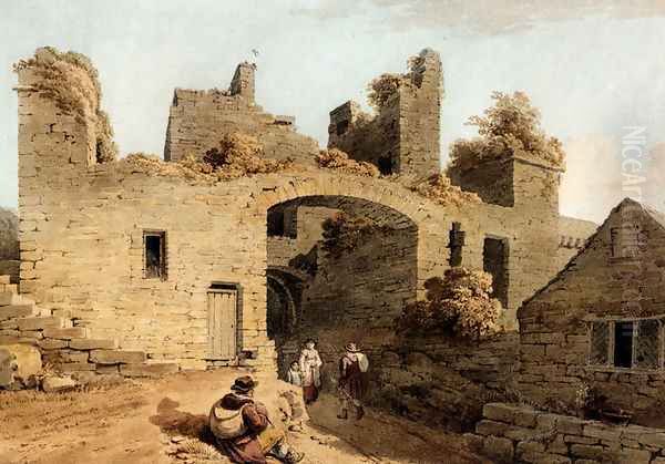 The Entrance To Conway Castle, Caernarvonshire Oil Painting by Joseph Powell