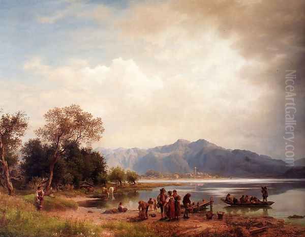 A Mountain Lake, South-Germany Oil Painting by Eduard Carl Post