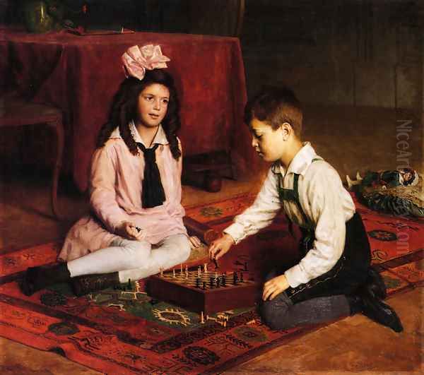 The Chess Match Oil Painting by Carl Probst