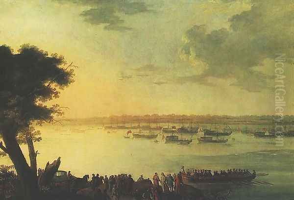 Departure of Catherine the Second from Kaniow in 1787 Oil Painting by Jan Bogumil Plersch