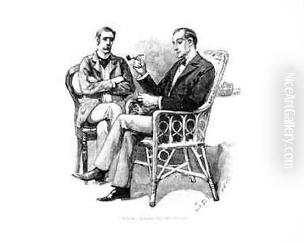 Holmes pulled out his Watch, illustration from The Greek Interpreter by Arthur Conan Doyle (1859-1930, published in Strand Magazine, September 1893 Oil Painting by Sidney Paget