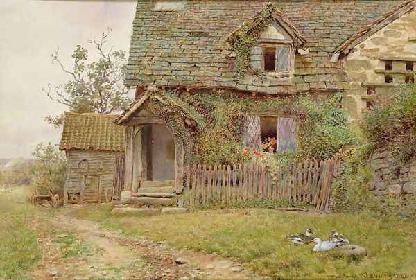 Cottage at Mansell Lacy near Hereford Oil Painting by Wilmot, R.W.S. Pilsbury