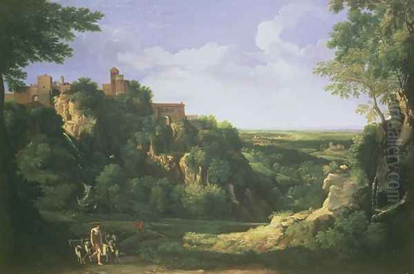 View of Tivoli with Rome in the Distance Oil Painting by Gaspard Dughet Poussin