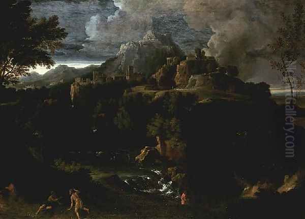 Landscape with Figures 2 Oil Painting by Gaspard Dughet Poussin