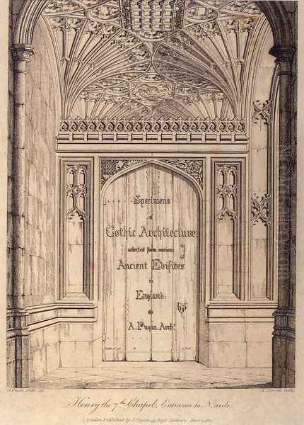 Specimens of Gothic Architecture (frontispiece) 1821-23 Oil Painting by Augustus Charles Pugin