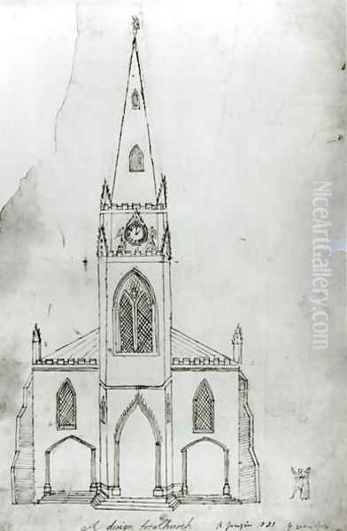 A Design for a Church, 1821 Oil Painting by Augustus Charles Pugin