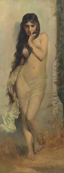 A nymph with a lace wrap Oil Painting by William H. Parkinson