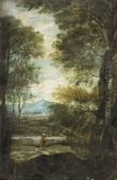 Femme Dans Un Paysage Boise Oil Painting by Alessandro Magnasco