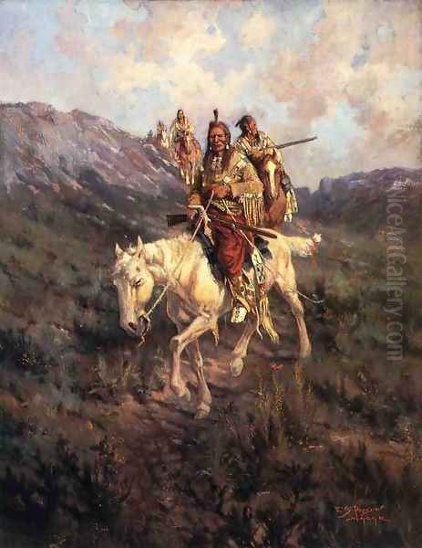 Visit to Another Tribe Oil Painting by Edgar Samuel Paxson