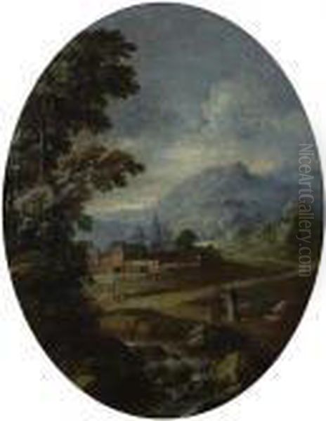 Landschaft Mit Dem Heiligen Franziskus. Oil Painting by Alessandro Magnasco