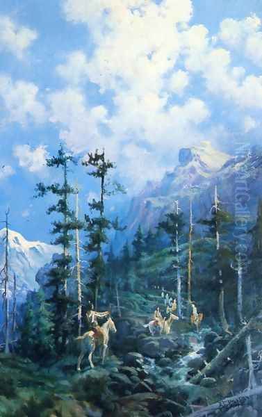 On Lolo Trail Oil Painting by Edgar Samuel Paxson