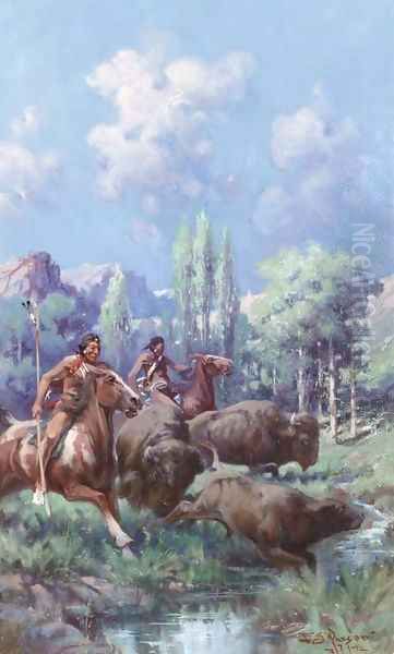 A Springtime Hunt Oil Painting by Edgar Samuel Paxson