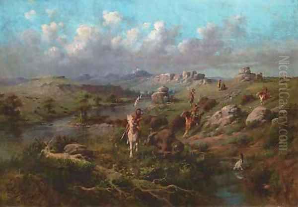 Indian Pursuit Oil Painting by Edgar Samuel Paxson