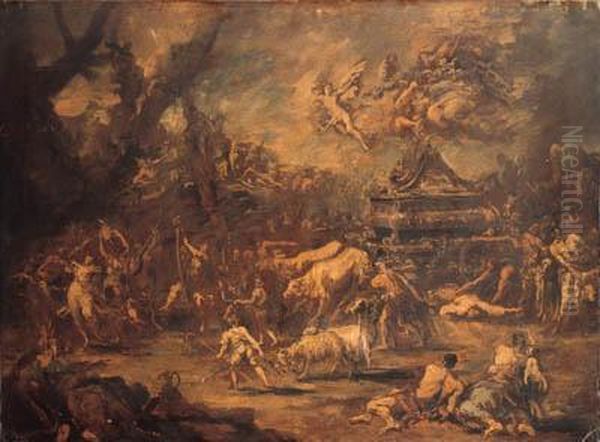 David Dancing Before The Ark Of The Covenant Oil Painting by Alessandro Magnasco