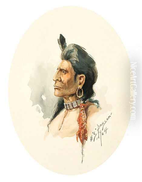 Portrait of a Sho-Sho-Ne Oil Painting by Edgar Samuel Paxson