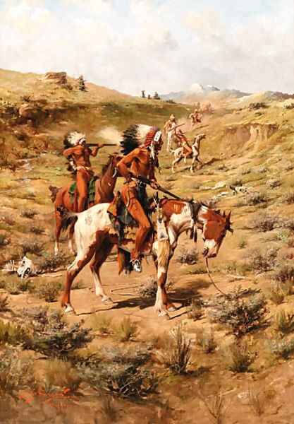 The War Party Oil Painting by Edgar Samuel Paxson