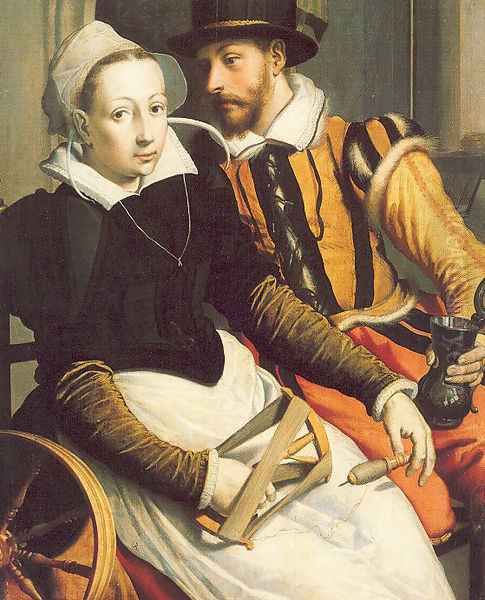 Man and Woman by a Spinning Wheel 1570 Oil Painting by Pieter Pietersz