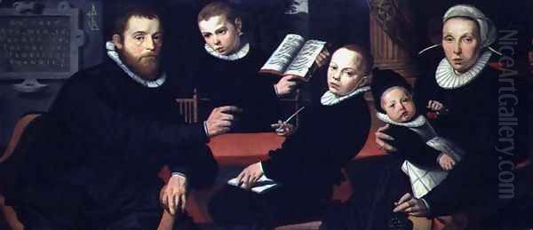 The Amsterdam Publisher Laurens Jacobszoon with his Wife and Sons, 1598 Oil Painting by Pieter Pietersz