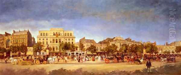 Boulevard Du Temple En 1862 (Boulevard of the Temple in 1862) Oil Painting by Karl Maria Pertgen