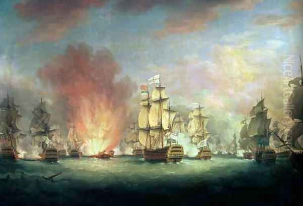 The Moonlight Battle The Battle off Cape St Vincent, 16th January 1780 Oil Painting by Richard Paton