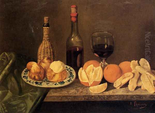 Still Life With Fruit And Oriental China I Oil Painting by Adolphe Phalipon