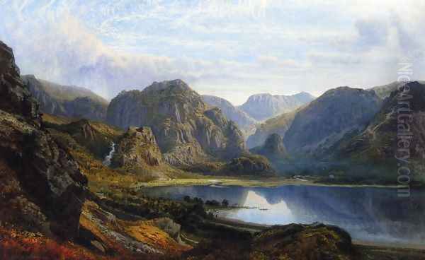 The Head of Derwentwater and Borrowdale from the Raven Crag near Barrow Oil Painting by Charles Pettitt