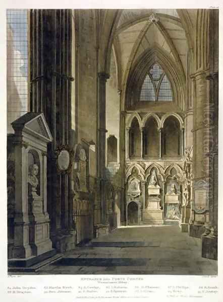 Entrance into Poets Corner, plate 26 from Westminster Abbey, engraved by J. Bluck fl.1791-1831 pub. by Rudolph Ackermann 1764-1834 1811 Oil Painting by Augustus Charles Pugin